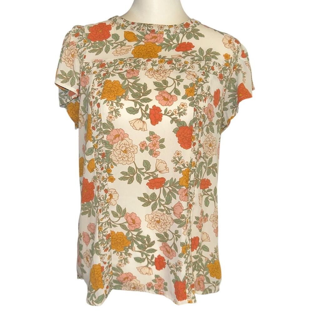 DR2 Women's Short Sleeve Top White Floral Small